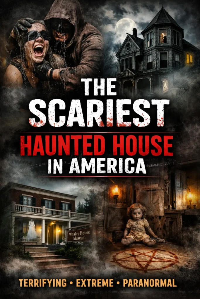 Pinterest pin says the scariest haunted house in America
