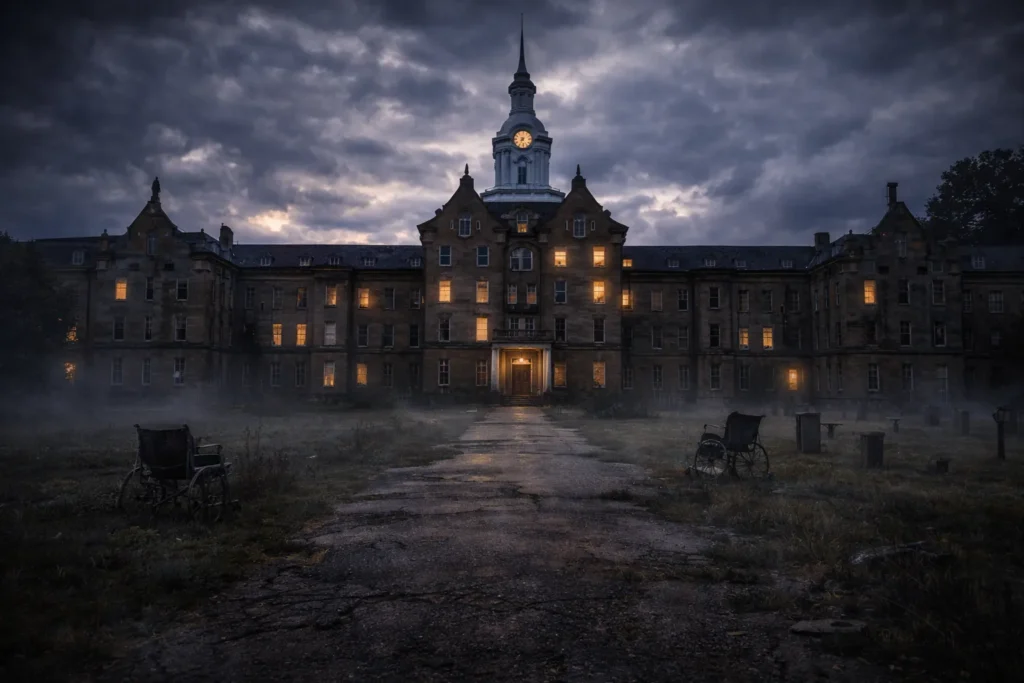 A picture of the Trans-Allegheny Lunatic Asylum.  Another place you definitely would not want to be living in